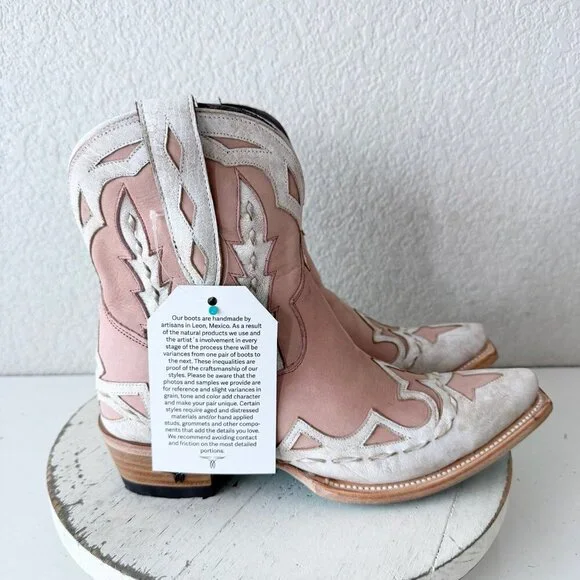 Lane CHASE THE WIND Womens Cowboy Bootie 7.5 Western Pink White Cowgirl Boots - Picture 2 of 11